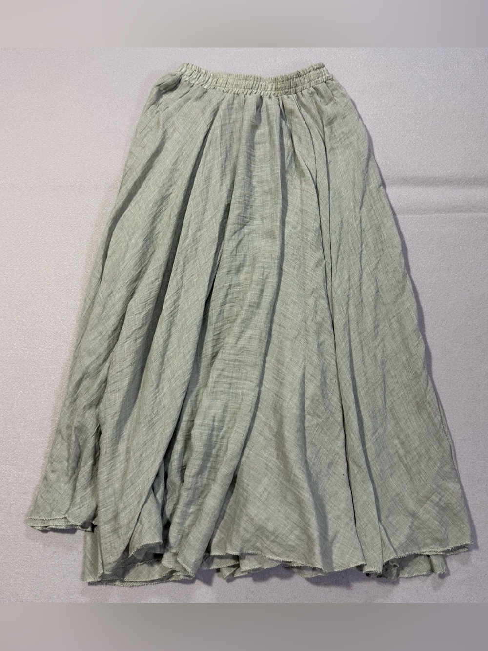 Ochenta Womens Sage Green 100% Cotton Gauze Maxi Skirt Sz Medium Boho Cottagecor